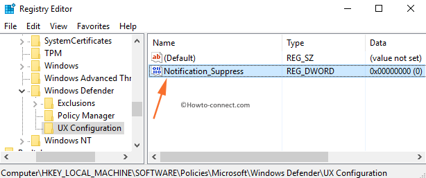 Notification Suppress DWORD Registry Editor
