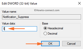 Notification Suppress Value data 0 or 1