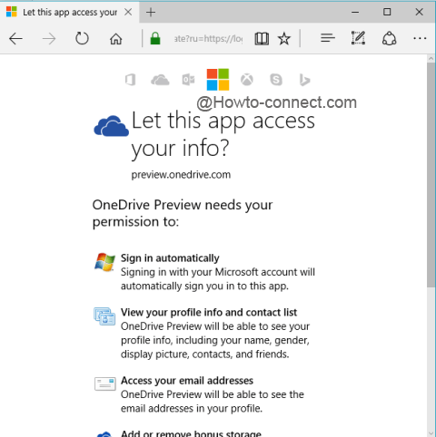 List of information to access OneDrive