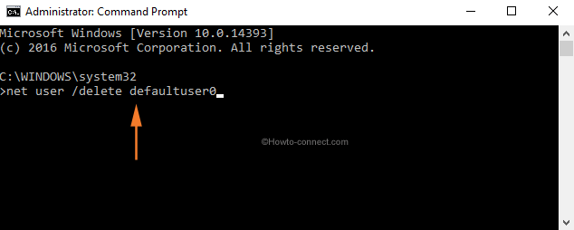 Delete defaultuset0 using Command Prompt