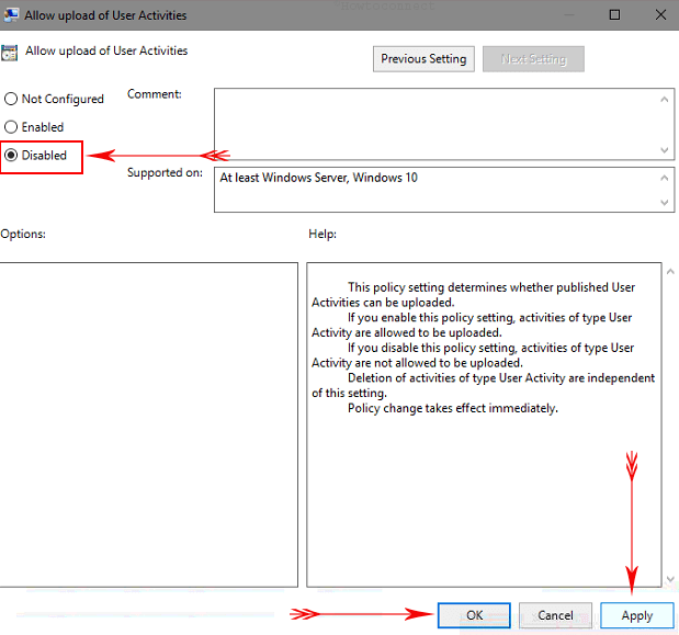 3 Ways to Disable Windows 10 Timeline image - Allow upload of User Activities