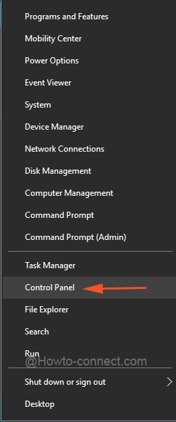 Control Panel Power user menu