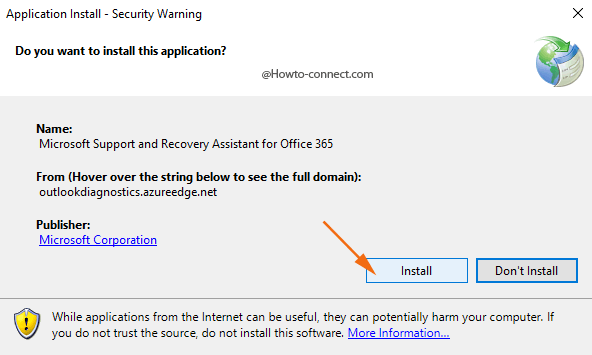 Security Warning Install button in do you want to install this application