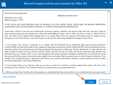 Microsoft Services Agreement I agree button