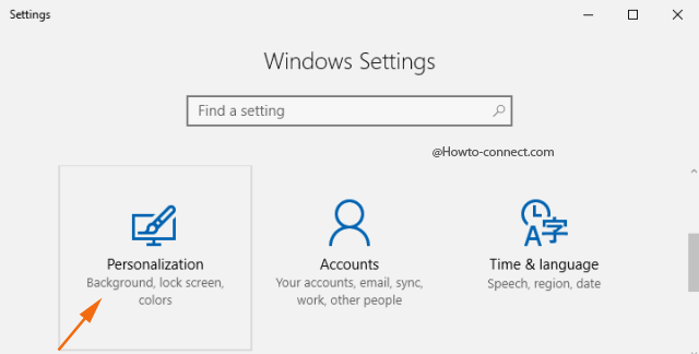 Personalization category Windows Settings