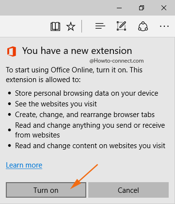 Turn on button new extension