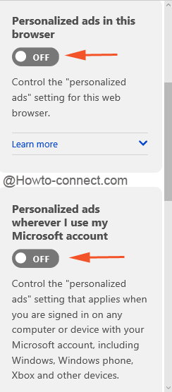 Turn OFF the ads options to Keep Personalized Ads Away in Windows 10