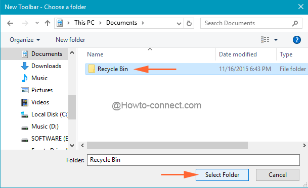 Recycle Bin folder from saved location
