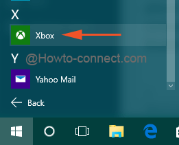 Xbox entry in the All apps section of Start Menu