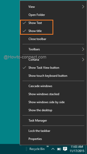Uncheck Show Text and Show title options