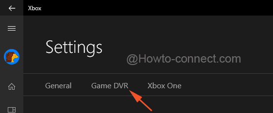 Game DVR section under the Settings category of Xbox app