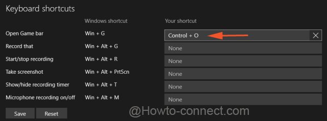 Assign Shortcut Keys for Game DVR on Windows 10