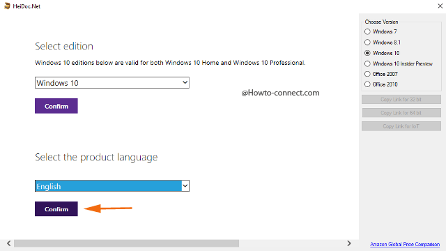 Windows and Office ISO Downloader Select product language
