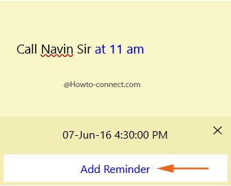 Sticky Notes Add Reminder button