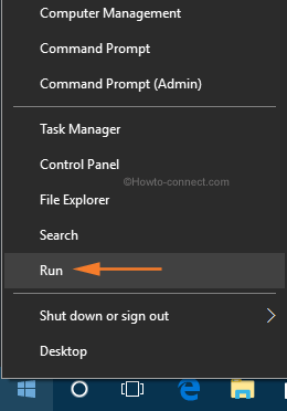 Right click Start button Run option