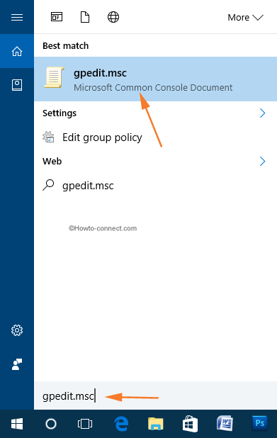 Cortana search Group policy editor