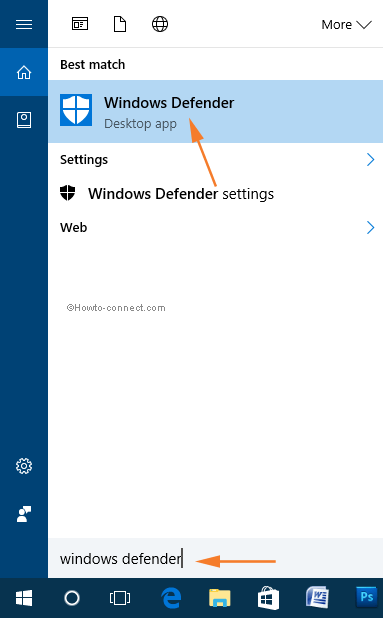 Windows Defender Cortana search