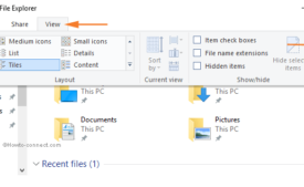 File Explorer View tab Options box