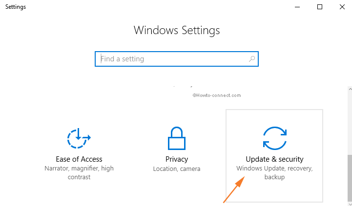 Update & security icon Windows 10 Settings app