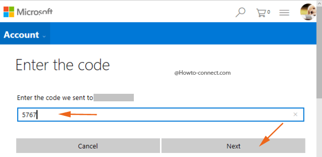 Enter the code field two-step verification