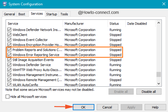 Disable the marked two services to fix screen flickering
