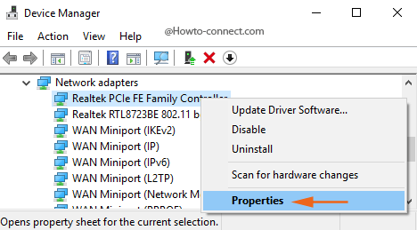 Right click Network adapter Properties