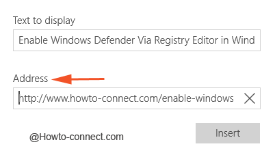 Web address in the Address field