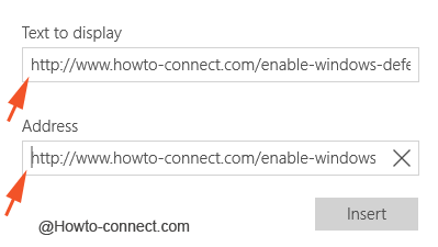 Web address in both the fields