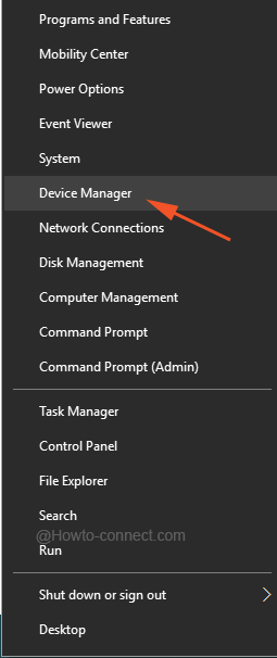 Device Manager in Power user menu