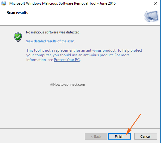 Windows Malicious Software Removal Tool No threat found