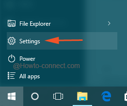 Settings program Start Menu