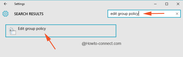Settings app search results