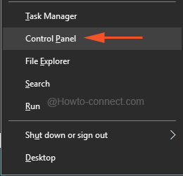 Control Panel under Power menu
