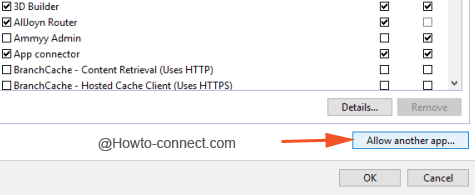 Allow another app button