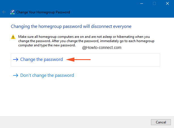 Change the password button