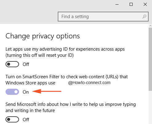 Turn on Smartscreen Filter to Check Web Content that Windows Store Apps Use