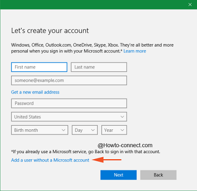 Add user without Microsoft account