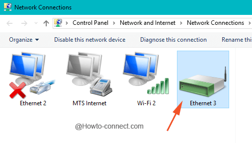 Ethernet 3 showing Bridge connection in Windows 10