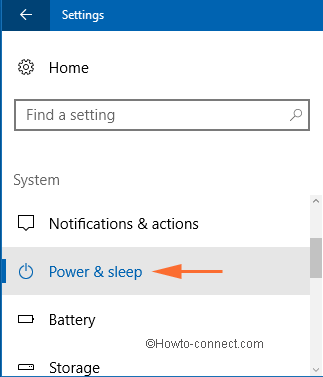 power and sleep option in system