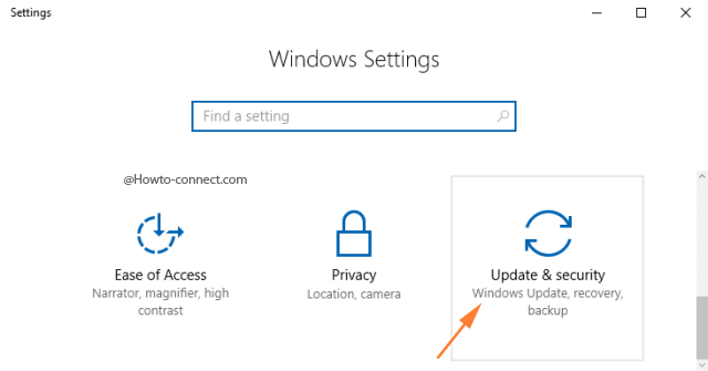 Update & security Windows 10 Settings program