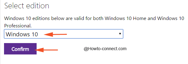Select edition of Windows 10