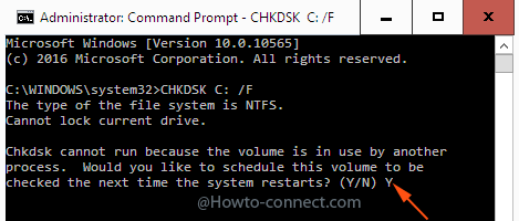 schedule chdsk on command prompt