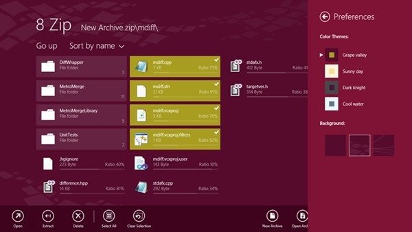 8Zip app main interface in windows 8 8Zip app main interface in windows 8