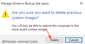  do you want to delete previous system images confirmation box