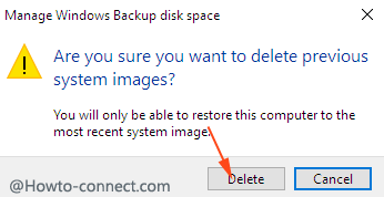 do you want to delete previous system images confirmation box