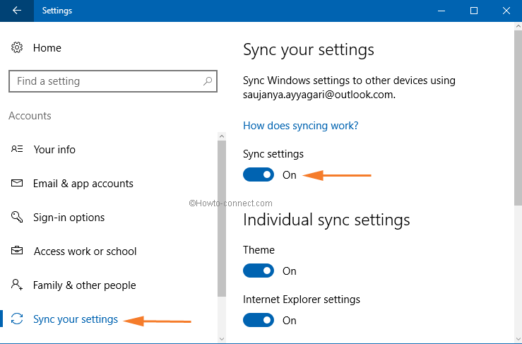 sync your settings slider in the account category