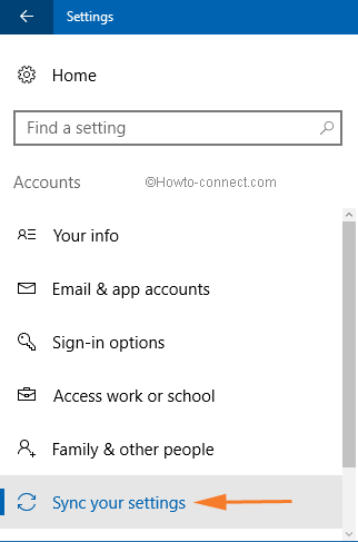 sync your settings in the right sidebar of accounts category window