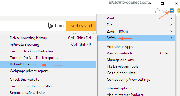 activex filtering submenu safety internet explorer menu