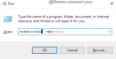 eventviewer command run dialog box