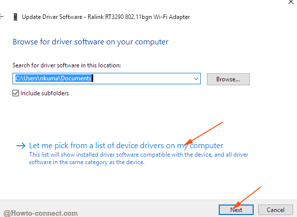  Let me Pick from a list of device drivers on my computer